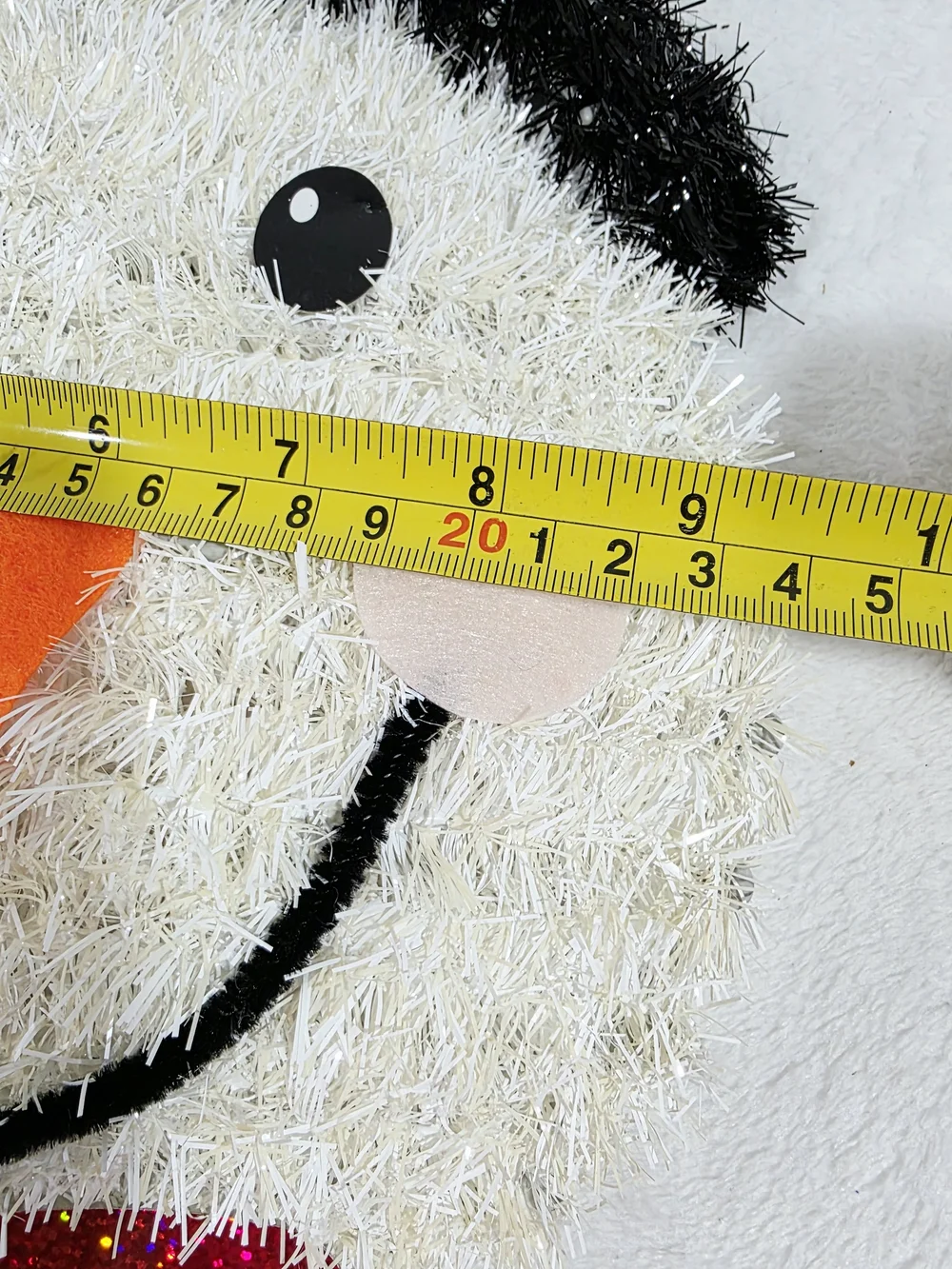Holiday White Snowman Wall Decoration with Orange Carrot Nose